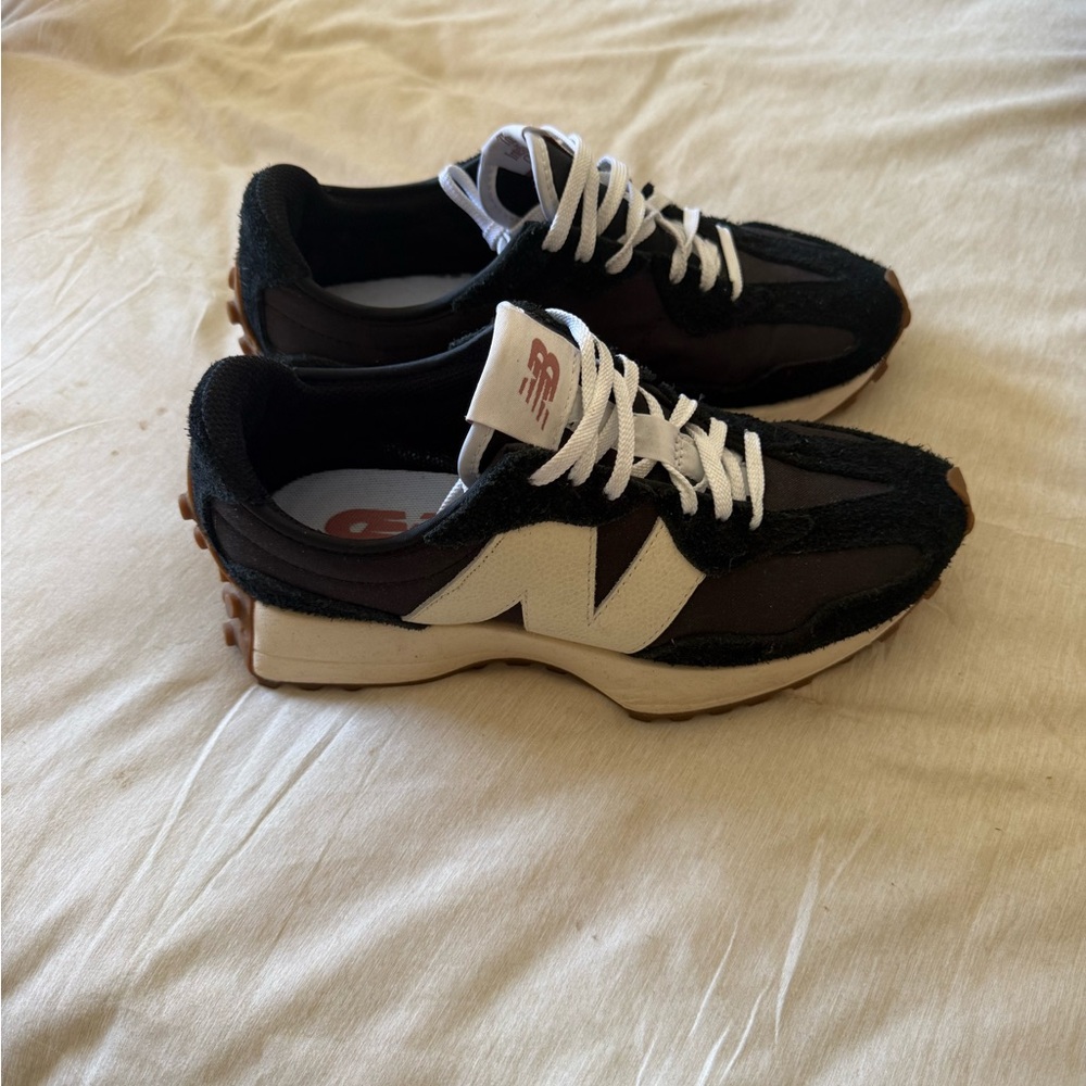 New Balance Black, White & Brown Retro-Style Sneakers